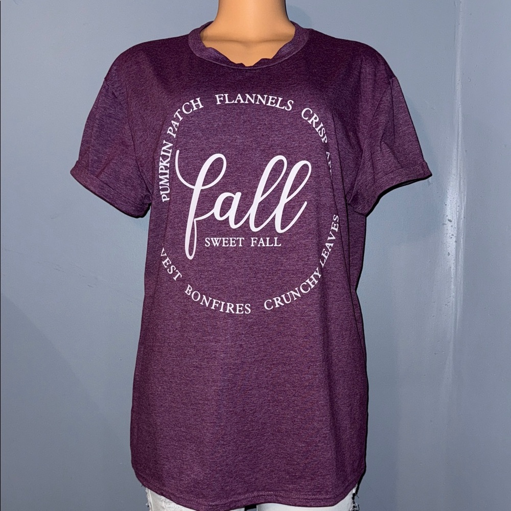 Purple Graphic Tee - Fall Sweet Fall - Size Large - Picture 1 of 7